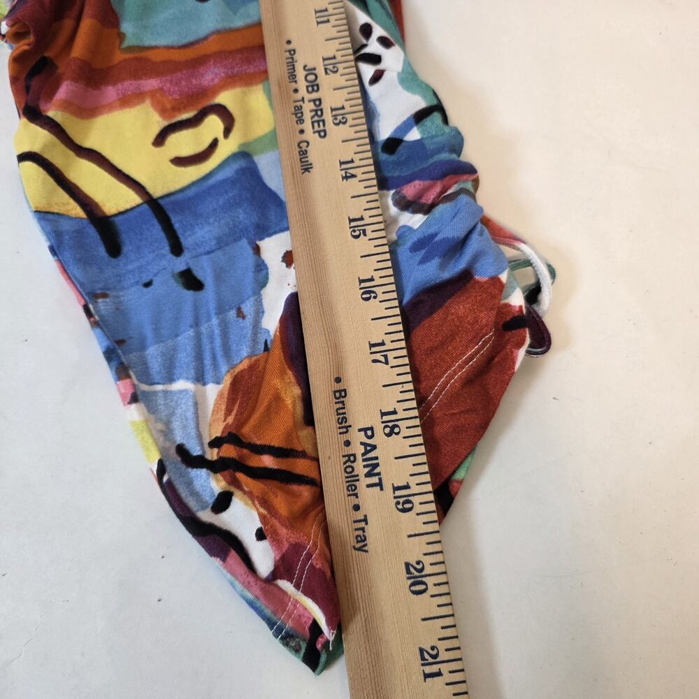 Ali Miles Womens 3X Multicolor Paint Stroke Tunic Top Drawstring Sleeve Artsy V - Picture 13 of 15